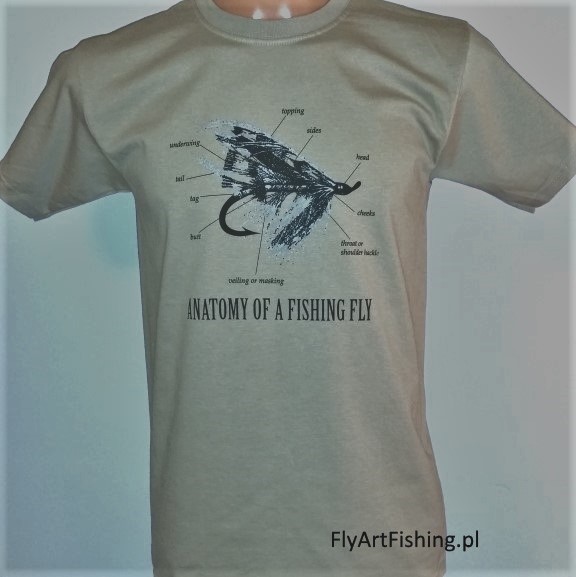 Koszulka wędkarska muchowa Anatomy of a Fishing Khaki  dla muszkarza